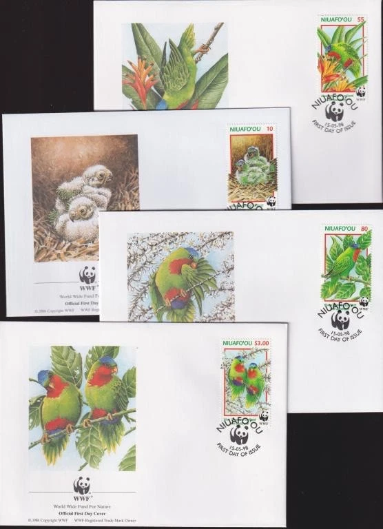 Niuafo'ou, Tonga 1998 Fauna, Birds, Parrots, WWF - FDC - Image 1 of 1