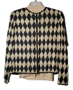 Lawrence Kazar Paris NewYork Womens Sz Med Embroidered Jacket Black Gold Silk  - Picture 1 of 12