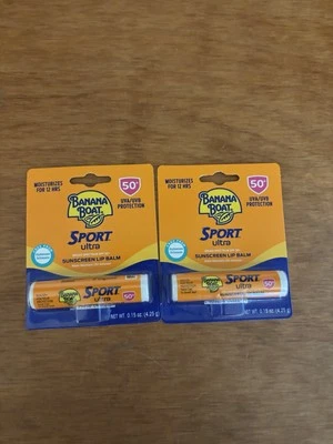Paquete de 2 bálsamos labiales protectores solares deportivos Banana Boat FPS 50+ 0,15 oz (4,4 g) Foto 1 de 3