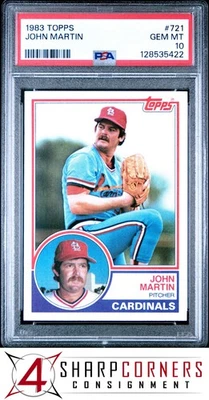 1983 TOPPS #721 JOHN MARTIN CARDINALS PSA 10 - Image 1 of 3