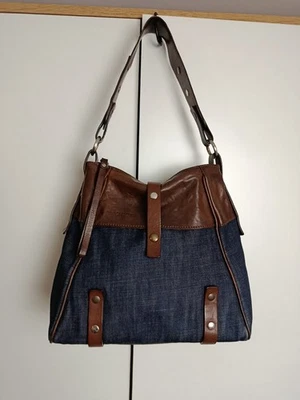 Bolso vaquero vintage para mujer con elementos de cuero genuino de Nannini  Foto 1 de 4