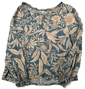 Top túnica campesina para mujer Patrons of Peace boho floral verde azulado tostado talla M - Imagen 1 de 9