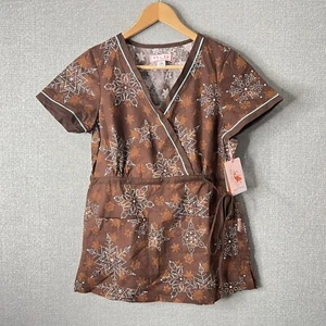 Koi Scrub Top Womens XS Short Sleeve Brown Kathryn - Picture 1 of 8