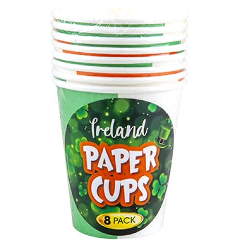 Ireland Paper Cups 9oz - St Patricks Day Irish Party Tableware 8 Pack House - Image 1 of 1