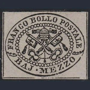 ASI 1852 Pontificio ½ baj grigio n. 1 Nuovo (*) Diena Italia Antichi Stati - Foto 1 di 3