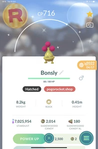 Shiny Bonsly Go Reg or 1M FAST TRADE - Imagen 1 de 2