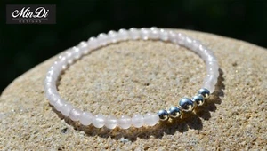 Stretch Bracelet with Sterling Silver, Rose Quartz. - Bild 1 von 3