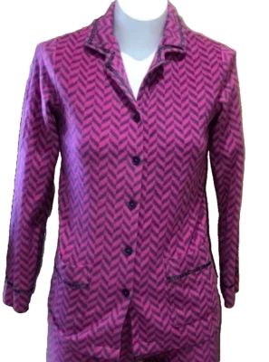 CONJUNTO DE PIJAMA Anne Klein rosa quente cinza 2 peças Chevron calça L/S XXL feminina PLUS - Imagem 1 de 4