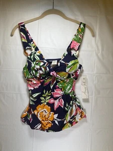 Tankini donna Anne Cole tropicale floreale ferretto blu 32C/34B - Foto 1 di 16