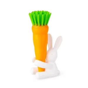 Balvi Brosse à Vaisselle Bunny Brosse en Forme de Carotte et Socle en Forme d... - Afbeelding 1 van 4