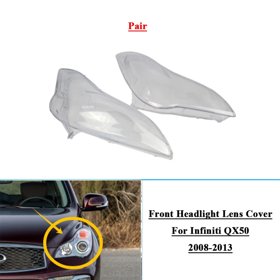 2x Front Headlight Headlamp Lens Shell Cover For Infiniti QX50 2008-2013 - Image 1 of 4