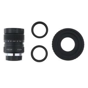 25mm f1.4 Television TV Lens w/ C Mount Adapter & Macro Rings for Fuji FX #1