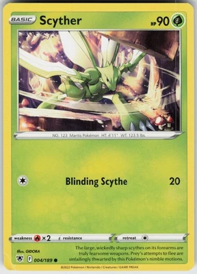 Damaged Regular Scyther (004) 004/189 Common SWSH10: Astral Radiance - Image 1 of 2