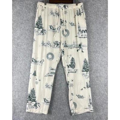 Katie Kime Navidad Vacaciones Toile Pijama Pantalón Mujer XL Algodón Modal Santa Foto 1 de 4