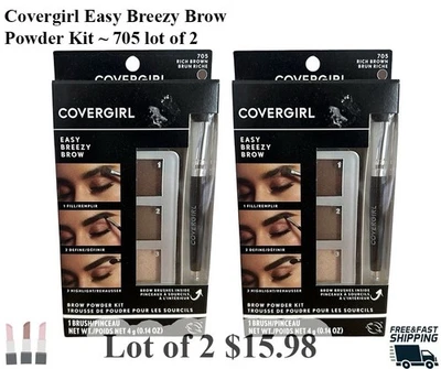 (2) Covergirl Easy Breezy Brow Powder Kit New In Packaging 705 - Rich Brown - Image 1 of 2