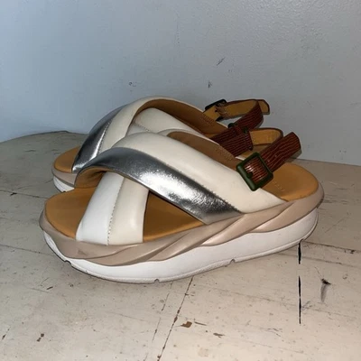 Сандалии 4CCCCEES из мягкой кожи с крестовым ремешком серебристые размер 39 - Изображение 1 из 4