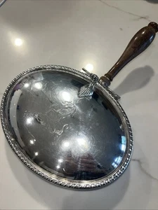 Antique Sheffield Silver Plate Oval Silent Butler EPC #268 Horse Wooden Handle - Picture 1 of 15