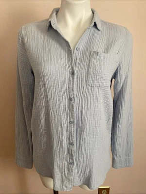 Camisa para mujer Anne Klein ligera de gasa de algodón con botones delanteros pequeña Foto 1 de 4