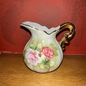 Lefton China Green Heritage Small Pitcher 4577 Hand Painted 3.5" Multicolor - Picture 1 of 5