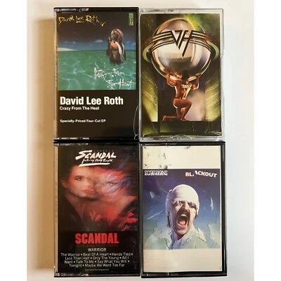 Vintage Lot of 4 Cassette Tapes 80’s Rock Scorpions Van Halen Scandal Foto 1 de 4
