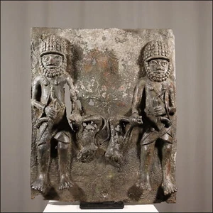 89739) Bronzeplatte Nigeria Afrika Africa Afrique figure ART KUNST - Bild 1 von 1