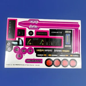 Foglio Adesivo Auto Barbie Corvette Mattel 1983 Vintage Nuovo Vecchio Stock 2784-0320 - Foto 1 di 7
