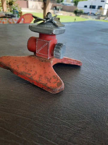 Vintage Garden Yard Sprinkler Red Metal Squarespray Cover