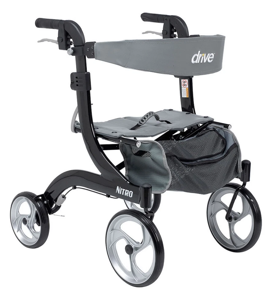 Andador Drive Medical Nitro Aluminio Hemi Altura 10" Ruedas Negro NUEVO Foto 1 de 1