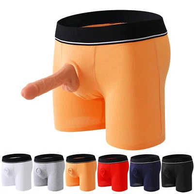Calzoncillos boxer baúl para hombre ropa interior pene anillo de silicona calzoncillos pantalones cortos de algodón Foto 1 de 4