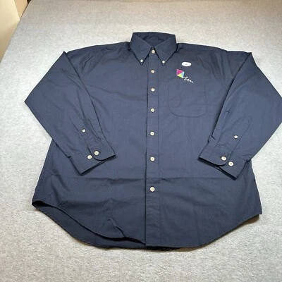 Lands End Button Down Shirt Mens M Navy Embroidered Kite Pocket Cotton Blend - Image 1 of 4
