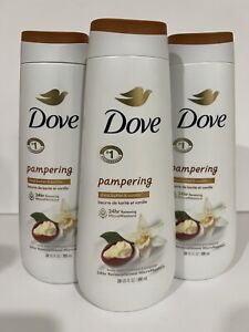 Lot of 3 Dove Moisture Body Wash 24hr Shea Butter & Vanilla Pampering 20 oz