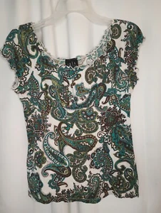 JKLA California Y2K Fairy Grunge Babydoll Top Large Grün Paisley Boho Festival - Bild 1 von 8