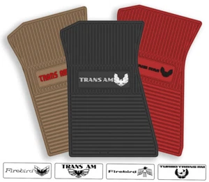 Rubber 4pc Floor Mats for 1967-1981 Firebird Trans Am - Pick Year, Logo & Color - Picture 1 of 21