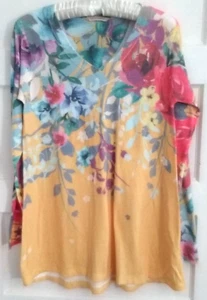 Soft Surroundings Multi Color Floral Long Sleeve Tunic Pullover Top S - Picture 1 of 7