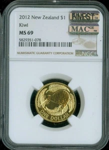 2012 New Zealand Dollar $1 NGC MS69 MAC Quality - Picture 1 of 3