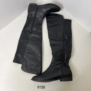 Call It Spring Black Faux Leather Side Zip Thin Knee High Boots Women’s Sz 6.5 - Picture 1 of 11