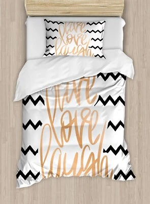 Live Laugh Love Duvet Cover with Pillow Sham TWIN  Chevron Art Print - NEW - Image 1 of 4