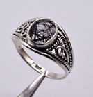 925 Solid Sterling Silver April Birth Gemstone Black Rutile Ring