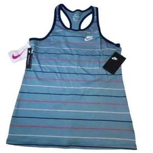 Nike Tank Top Girls Size XL Blue Red White Stripe Sleeveless - Picture 1 of 12