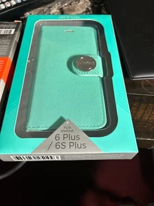 Green Flip Wallet Folio Leather Gel Button Case Cover F/ iPhone 6 Plus & 6S Plus - Picture 1 of 1