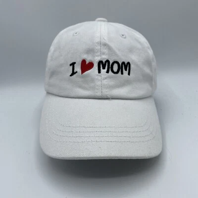Gorra de béisbol I Love Mom Jóvenes Niños con tirantes blanca bordada Día de la Madre Foto 1 de 4