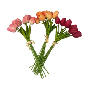 27 Pcs 15" Multicolor Tulips Artificial Flowers Silk Floral for Wedding Bouquet - Picture 1 of 5