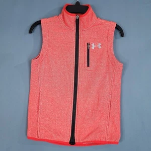 Under Armour Youth Loose Fit Cold Gear Full Zip Vest Pockets Orange Size M - Picture 1 of 13