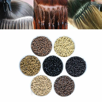 Micro Ringe Braun Schwarz Micro Perlen Silikon gefüttert Tip Hair Extensions 3mm - Bild 1 von 4