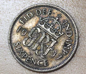 1937 Great Britain 6 Pence Silver - Picture 1 of 2
