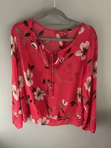 Next Floral Red Blouse Size 14 - Picture 1 of 6