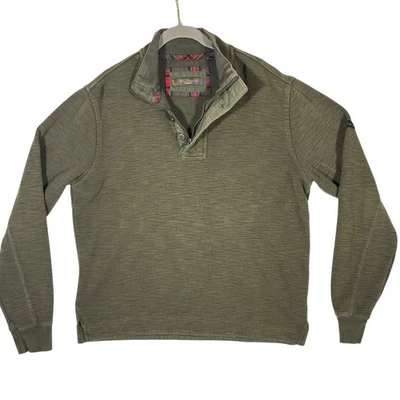 Ben Sherman Long Sleeve Mock Neck Green Pull Over Button & Zip Sweatshirt Size L - Image 1 of 4