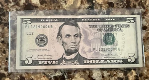 December 19 2008 Five Dollar Birthday Anniversary Note 12/19 US $5 bill w/sleeve - Picture 1 of 2