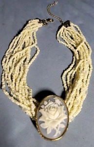 Unique Vintage Costume Jewelry Avon pearl choker white seed pearls Multi-Strand - Picture 1 of 12