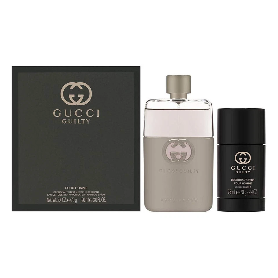 JUEGO DE 2 PIEZAS GUCCI CULPABLE PARA HOMBRE: SPRAY EAU DE TOILETTE DE 3 OZ + DESODORANTE ST de 2,4 Foto 1 de 1